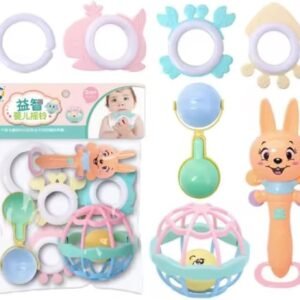 مجموعة شخشيخة وعضاضة للاطفال حديثي الولادة مكونة من 7 قطع